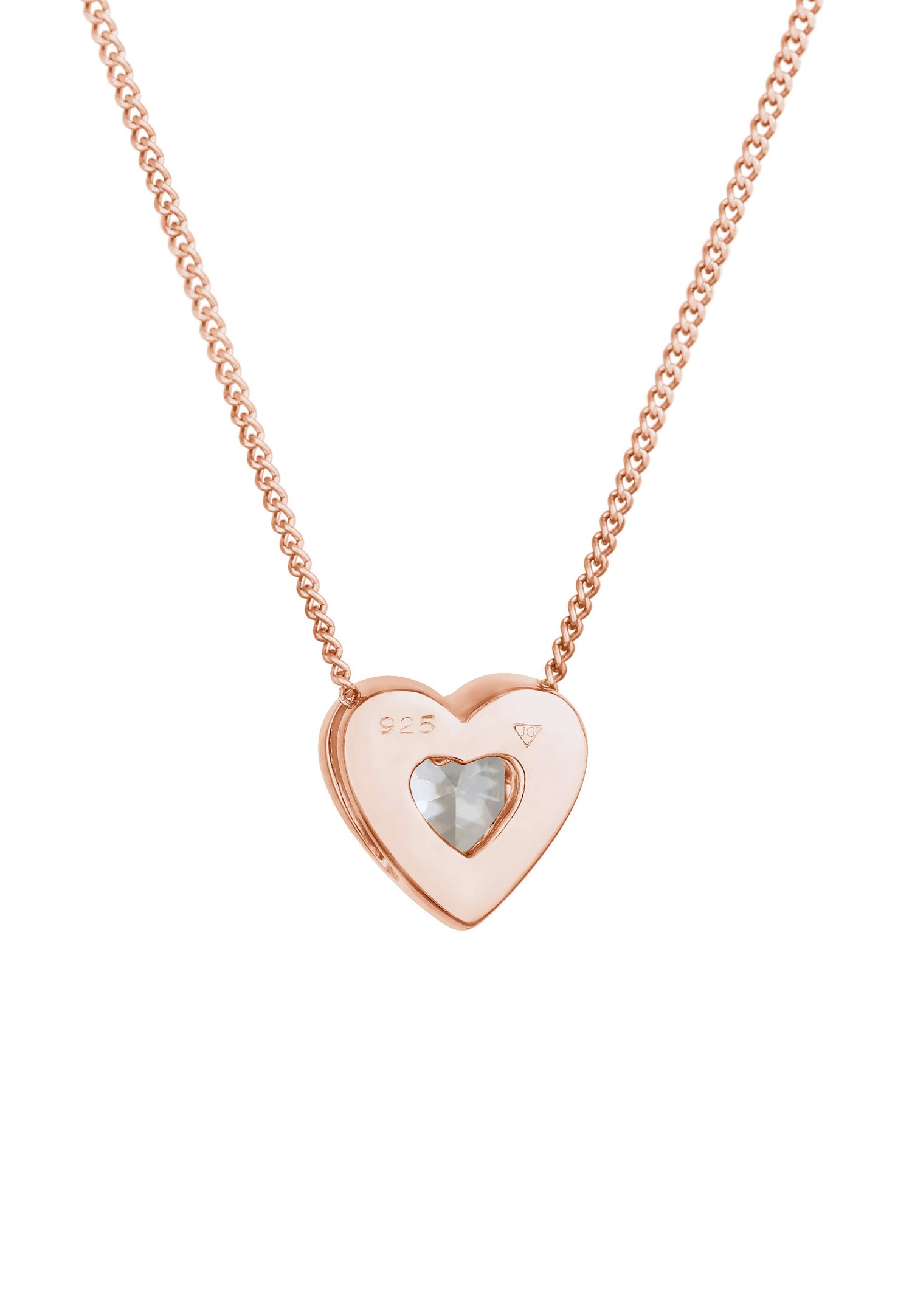 Elli Pendentif de Coeur Amour avec Cristaux de Zircone Collier Femme - (925/1000) Argent Plaqué Or