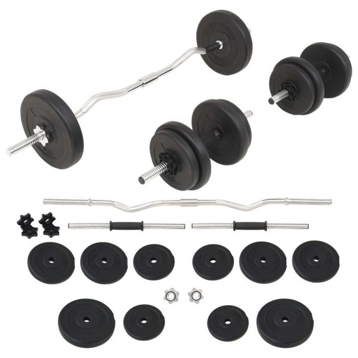 Juego de mancuernas vidaXL, barras de 30 kg, entrenamiento con pesas 91400