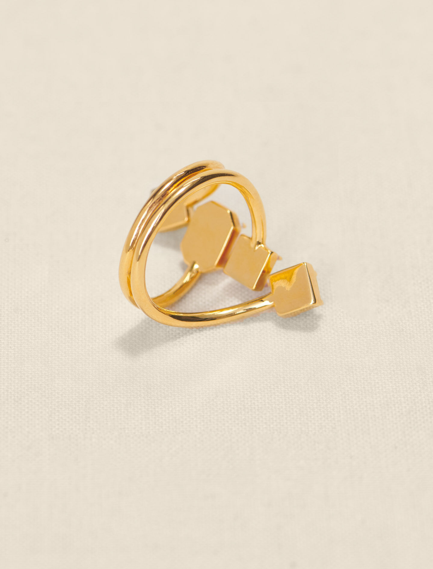 Ring met strass-steentjes en emaille - Goud