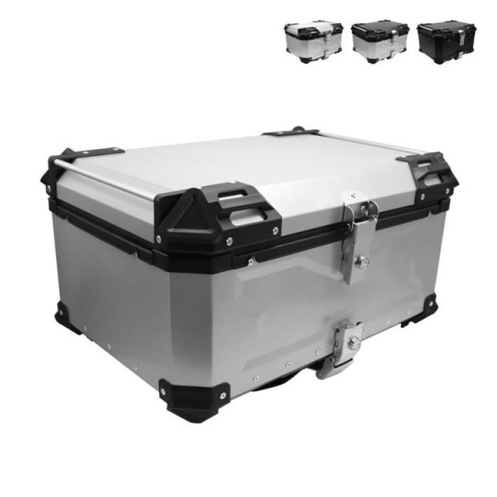 Baúl universal para motocicletas y scooters, 65 litros, para dos cascos, Maverick XL - Plata