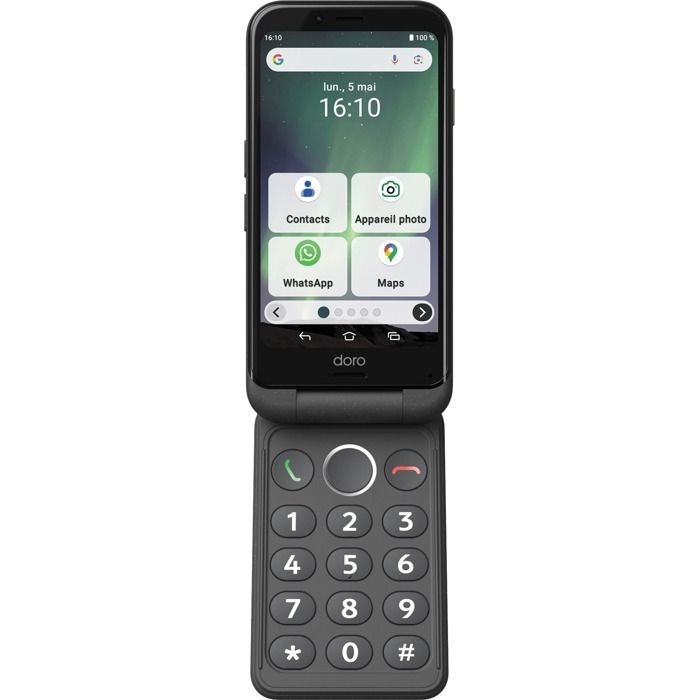 Doro Aurora A20 grafiet hybride klaptelefoon met toetsenbord voor senioren