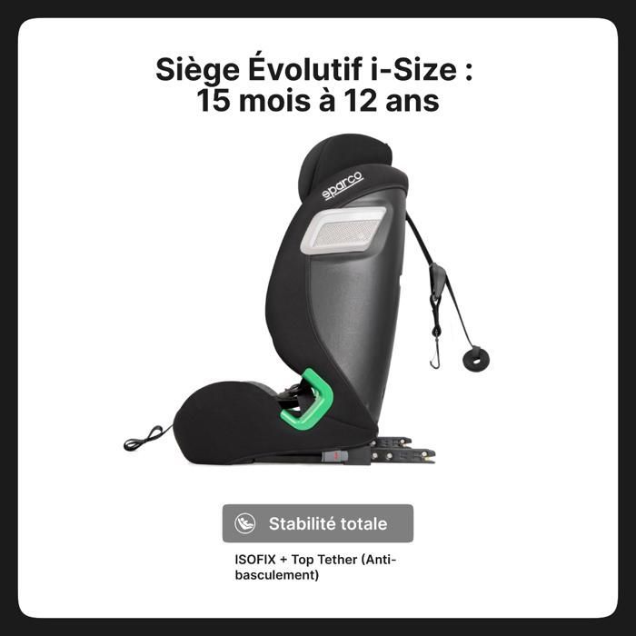 Seggiolino auto Sparco ISOFIX per bambini 76-150 cm, omologato ECE R129