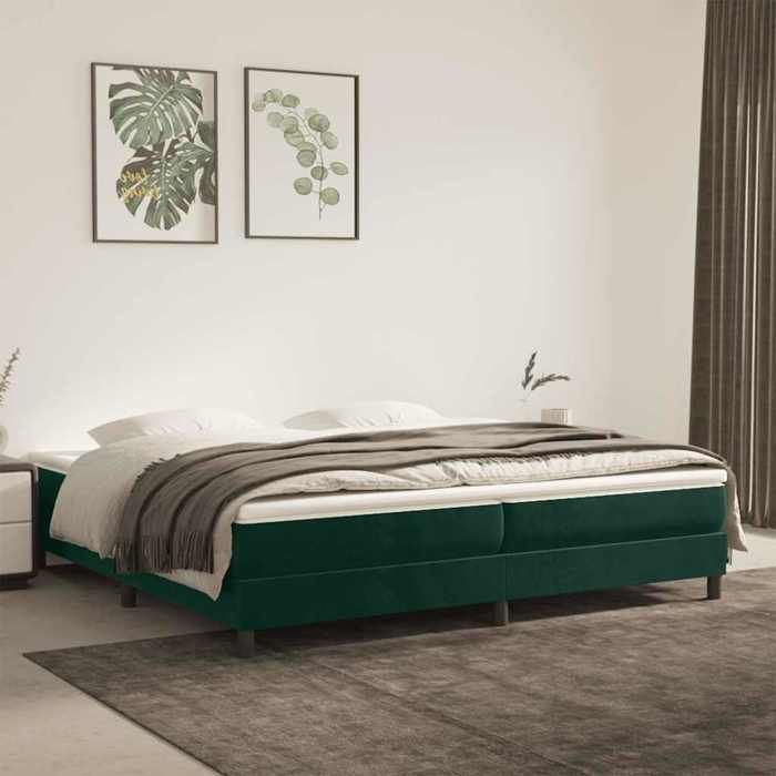 Letto in legno verde 200 x 200 cm - Portata massima 150 kg - Struttura letto a molle verde scuro 200x200 cm velluto 005_389688