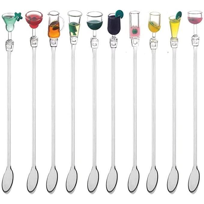 ROCK Colourful Drink Stirrers, 23cm Cocktail Sticks (10 Mixing Spoons)