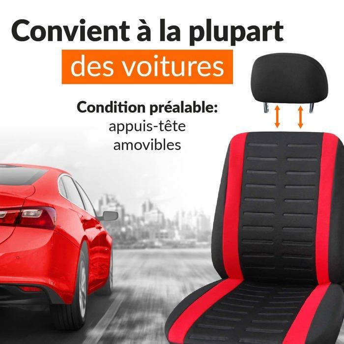 Funda universal para asiento de coche negra y roja | Juego de fundas universales para asientos de coche | Fundas para asientos