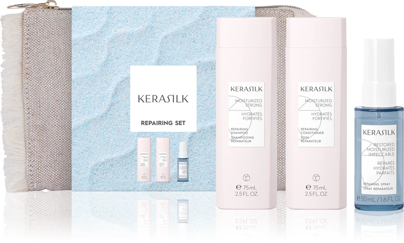 Kit de viagem KERASILK Essentials Repairing Set para cabelos secos e danificados