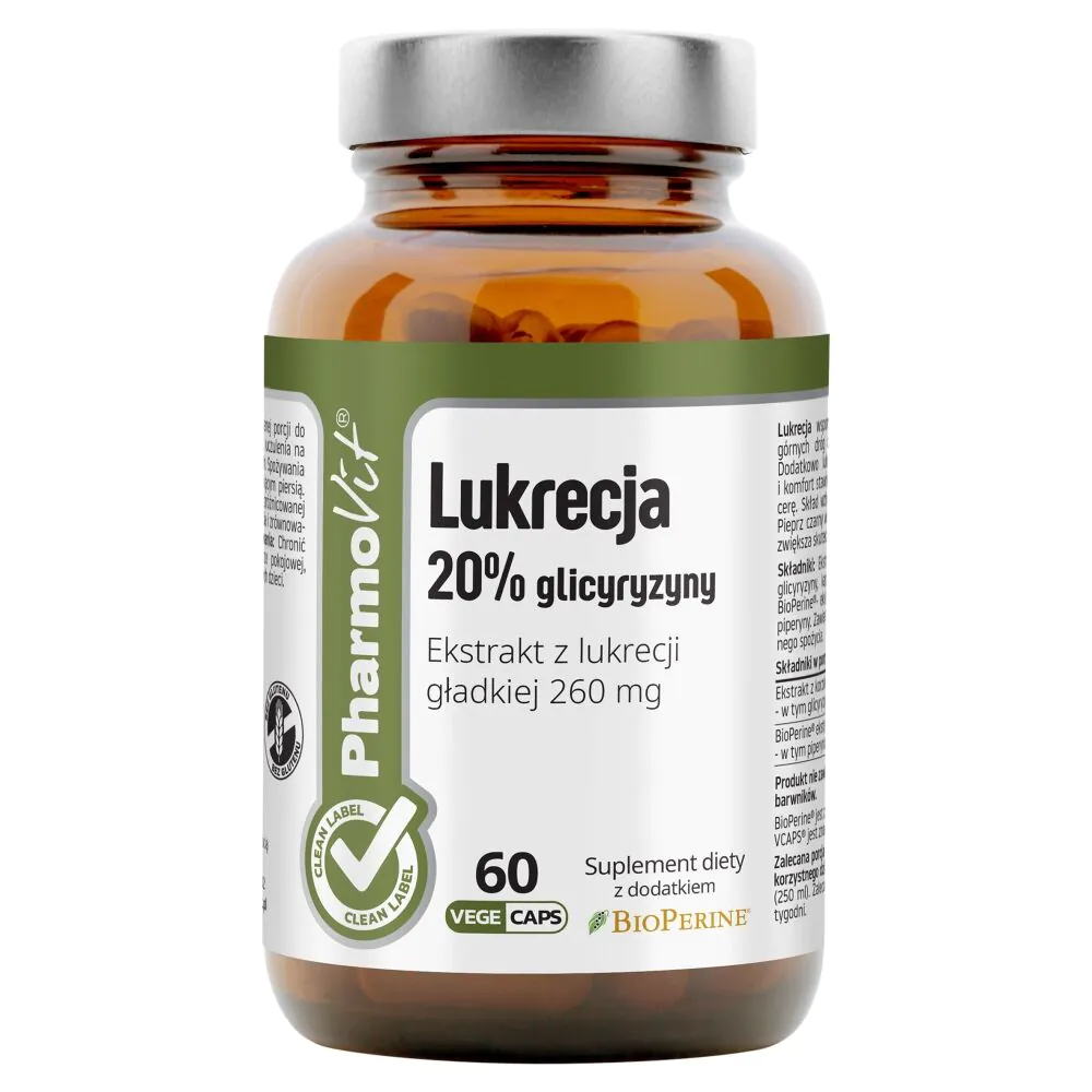 PharmoVit Clean Label Lukrecja 20% Glicyryzyny kapsułki