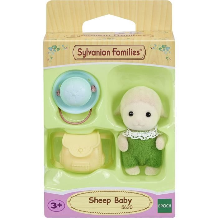 SYLVANIAN FAMILIES - Bébé mouton avec chapeau et sac - Couleur beige - Mixte - A partir de 3 ans