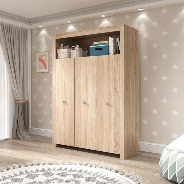 Trio per la cameretta: culla 70 x 140 cm + fasciatoio + armadio OLIVIA - Rovere - TREND TEAM