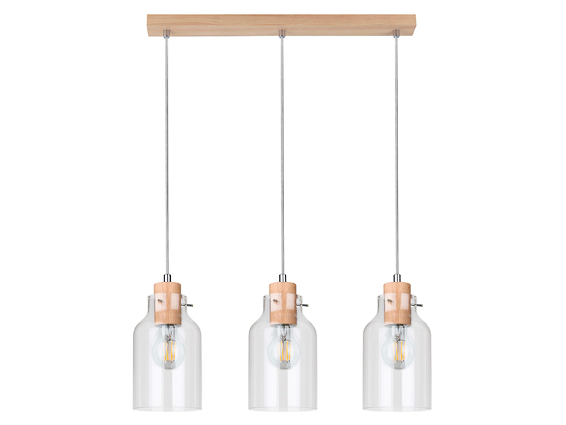 Lampa wisząca Alessandro Wood 3-punktowa drewniana brązowa