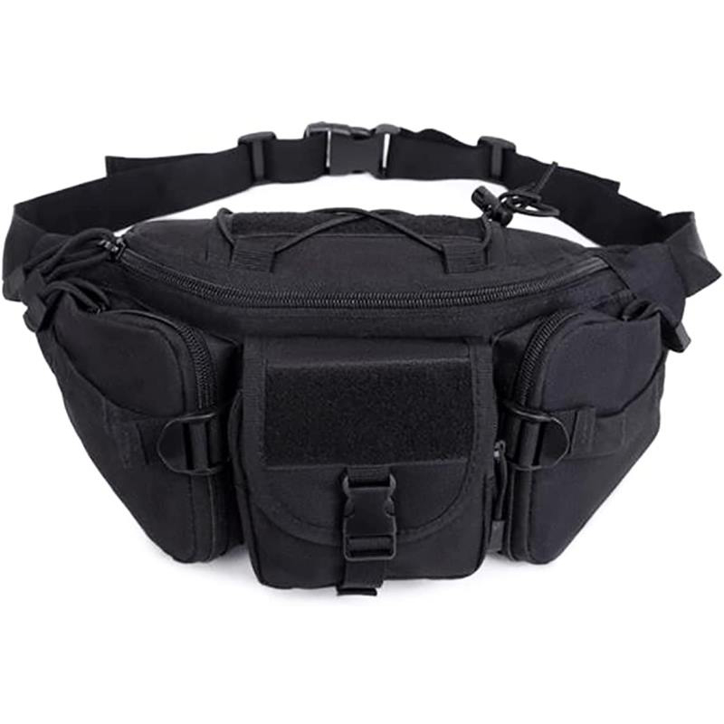 Sac banane utilitaire pour homme avec bandoulière réglable et imperméable (noir)