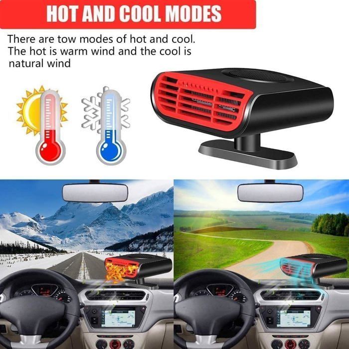 Calefactor portátil para coche de 12 V y 150 W - Vaporizador de parabrisas 2 en 1 - Ventilación rápida - Para vehículos de pasajeros