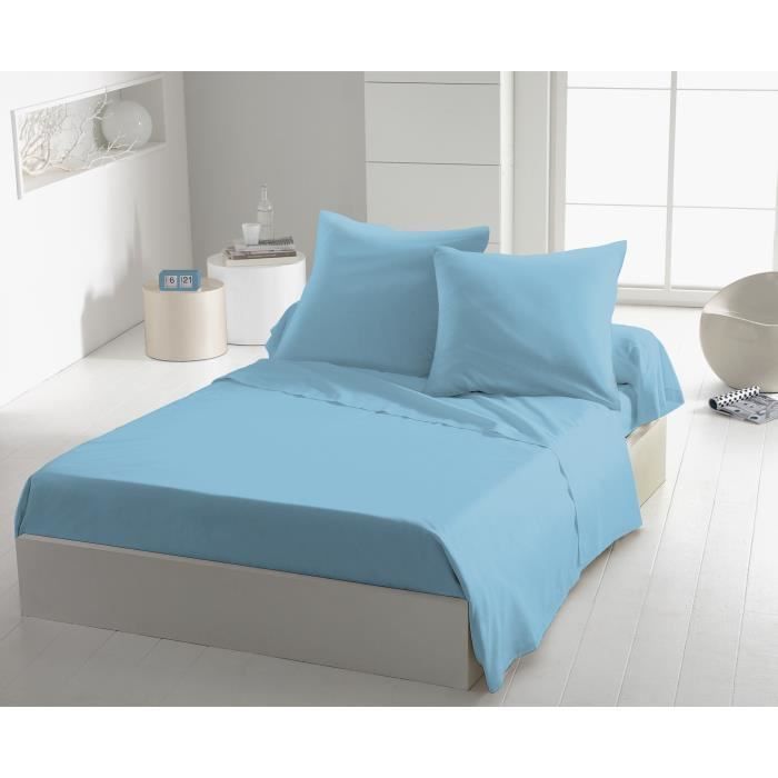 Sábana plana - HOME LINGE PASSION - HP72101 - Microfibra de 82 g - 240 x 300 cm - Azul cielo