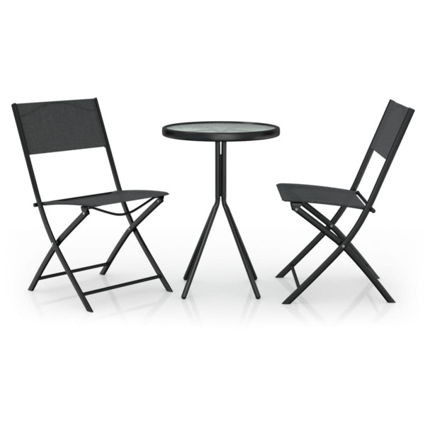 VidaXL Zestaw bistro Czarny  Stal