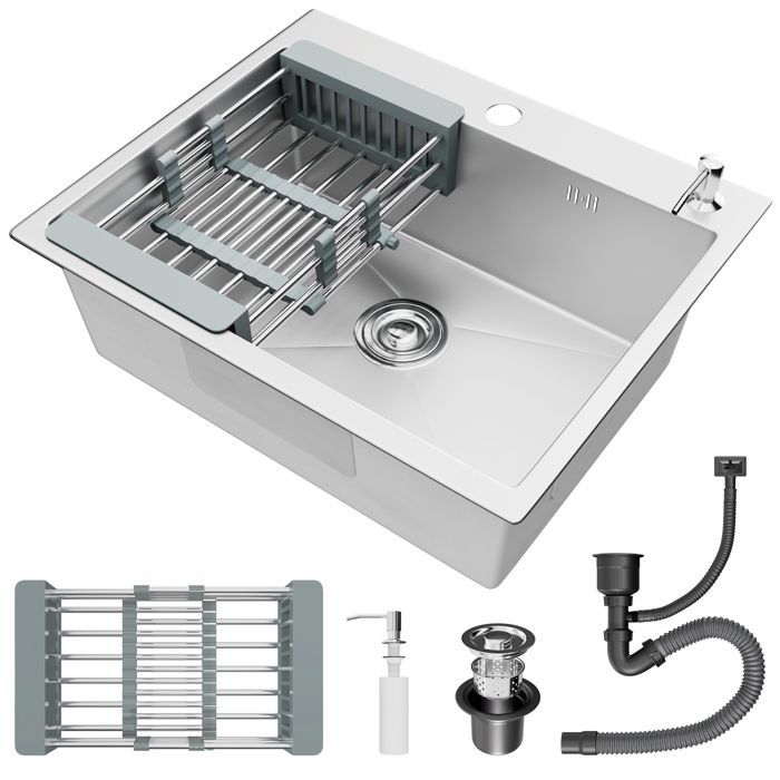 Évier 1 bac - MOCOERL - Modèle non spécifié - Inox - 55x45x22 cm - Distributeur & panier