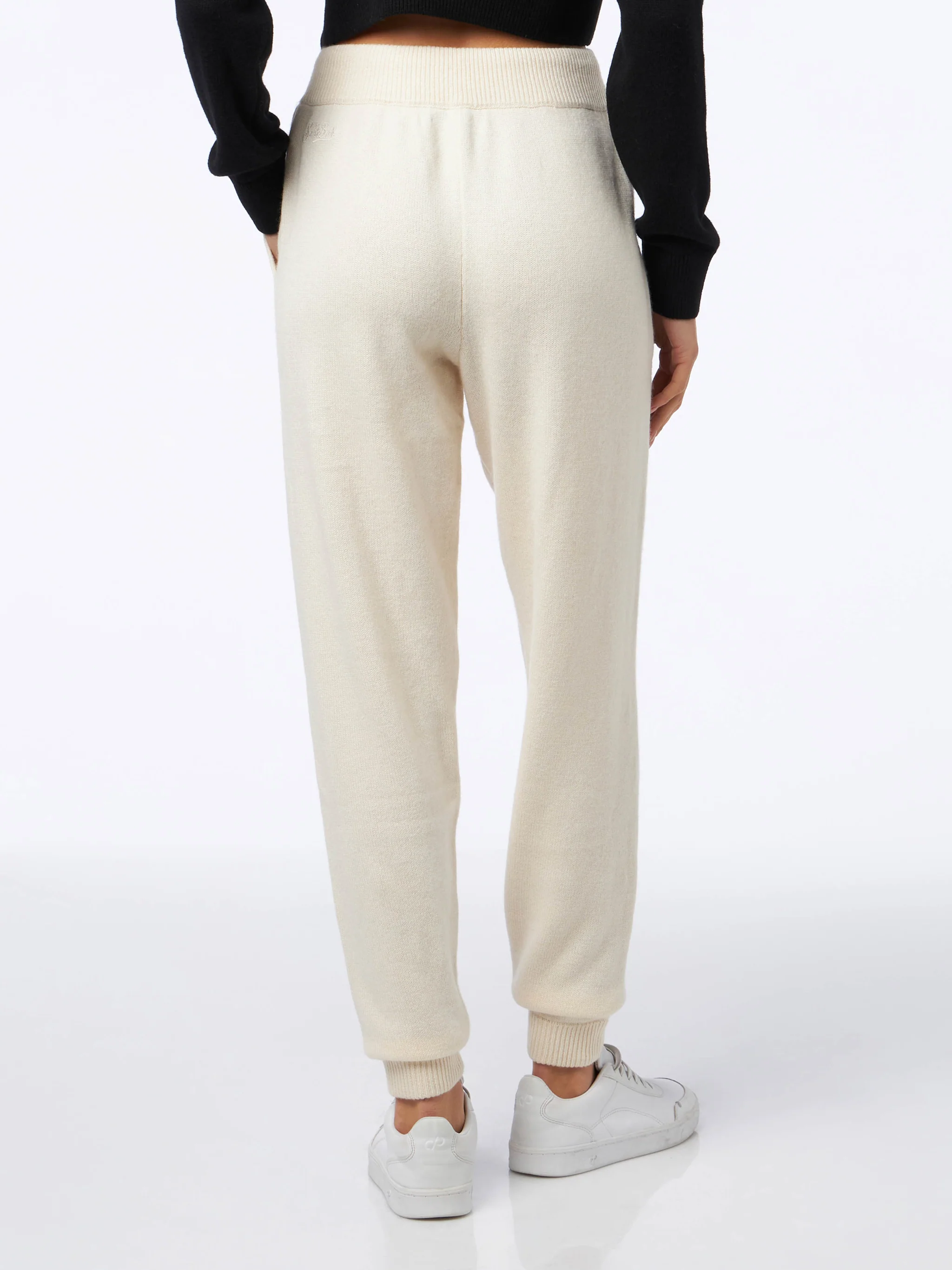 Witte gebreide joggingbroek voor dames