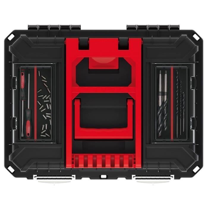 Boîte à outils sur roues - Kistenberg - Plastique renforcé - 45 x 36 x 64 cm - Noir/Rouge