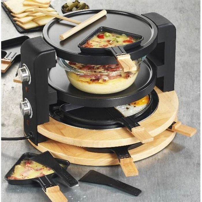 Raclette - KITCHEN CHEF - Redonda para 8 personas - 1500W - Acabado en madera