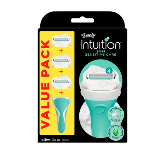 Wilkinson Sword Intuition Sensitive Care maszynka do golenia dla kobiet rączka   3 wkłady