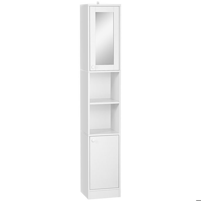 kleankin - Meuble colonne de salle de bain - Panneaux de particules - 30x28x170cm - Blanc