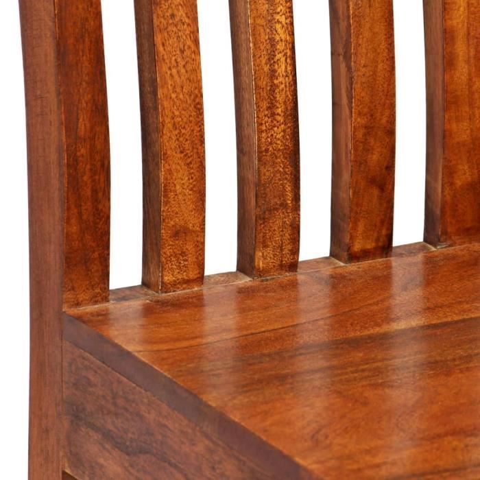 9338&NEUF Silla de comedor, 2 unidades, madera maciza con acabado de sheesham - 43x43x104 cm