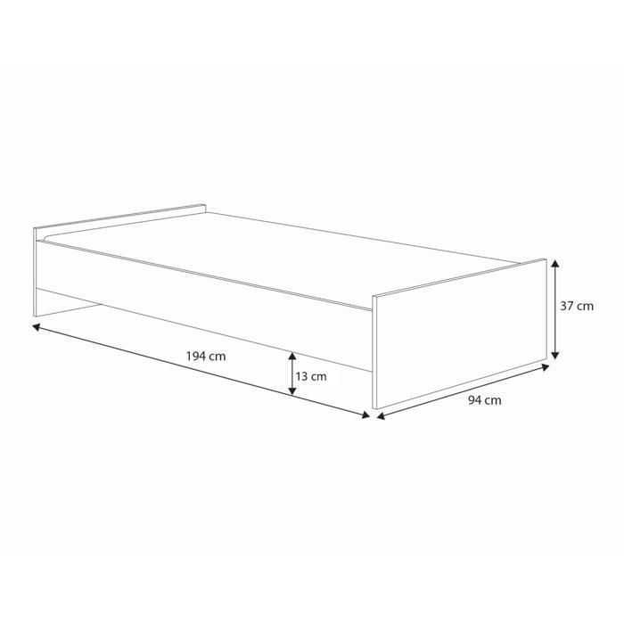 Cama infantil/juvenil KARO de 90x190 cm + somier de láminas, color blanco.