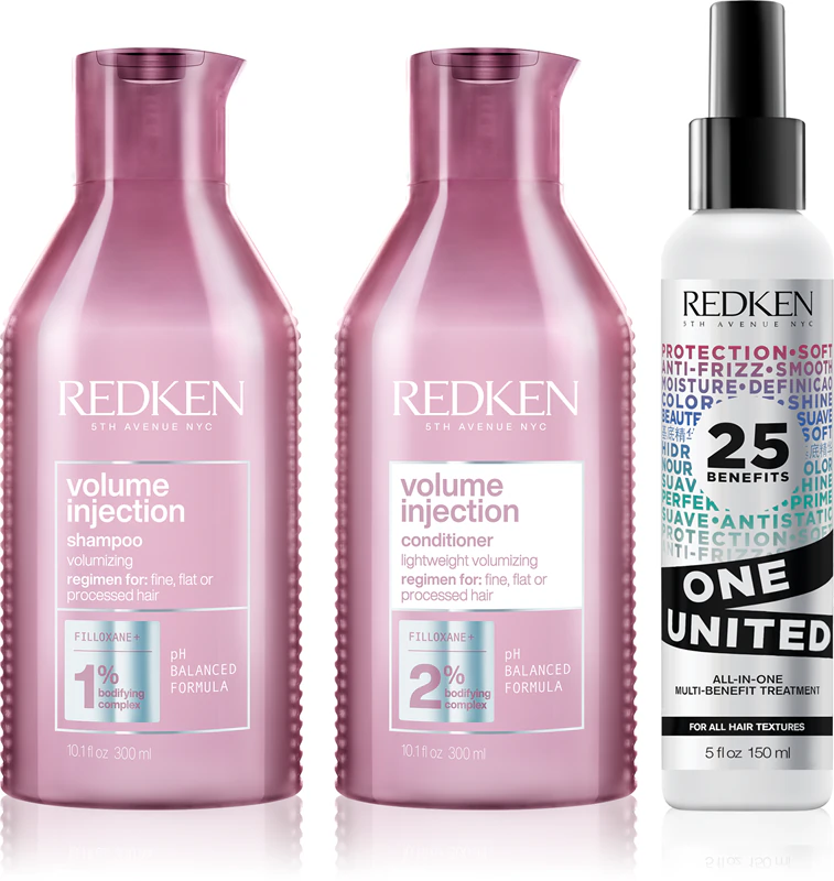 Redken Volume Injection, embalagem prática para aumentar o volume do cabelo.