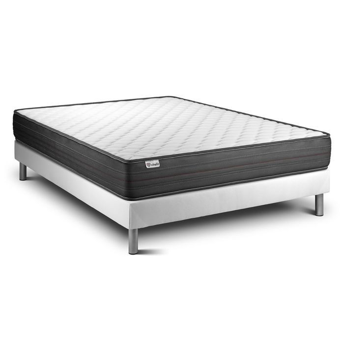 Ensemble Matelas Sommier 200x200 cm - Vitalpower Blanc