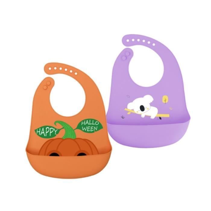 Baberos tipo turbante para bebé, 2 baberos de silicona impermeables, con botón ajustable y bolsillo, ligeros y ultrasuaves, fáciles de limpiar.