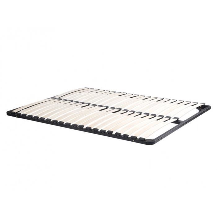 Estructura de cama de láminas de 120x190cm - 2x19 láminas - Sin patas - Negra