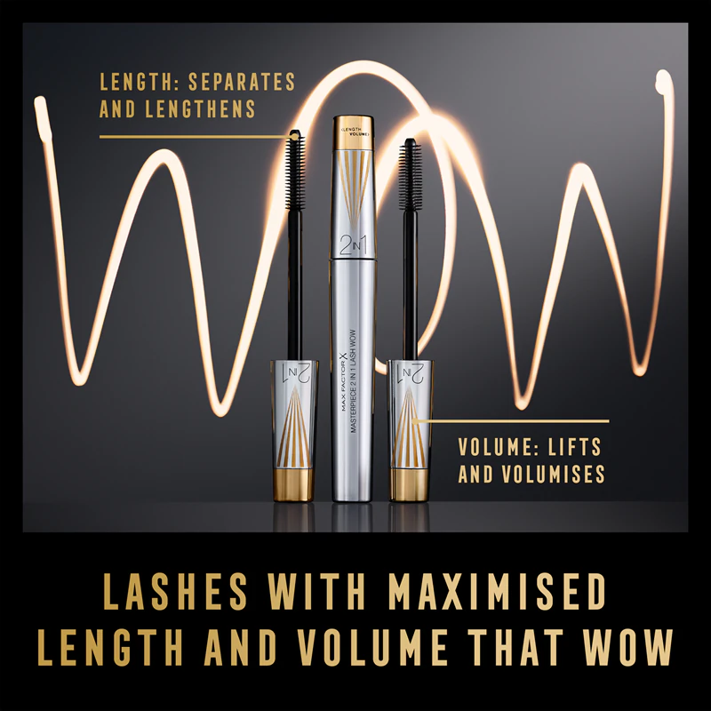 Máscara para cílios Max Factor Masterpiece Lash Wow 2 em 1: Volume, Alongamento e Curvatura