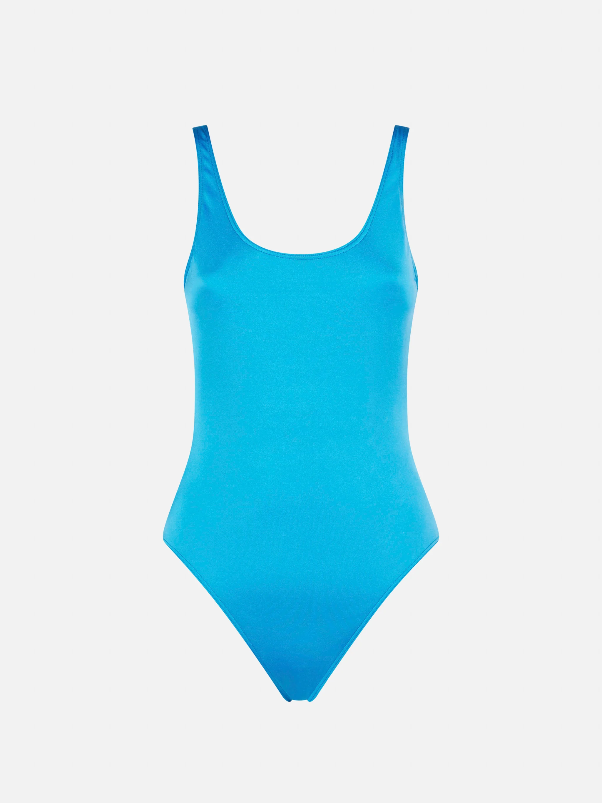 Glanzend blauw badpak uit één stuk
