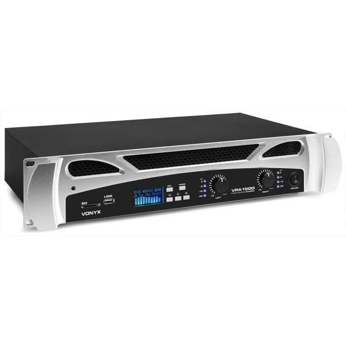 Amplificateur PA - VONYX - VPA1500 - 2x 750W - Bluetooth - Argent/Noir