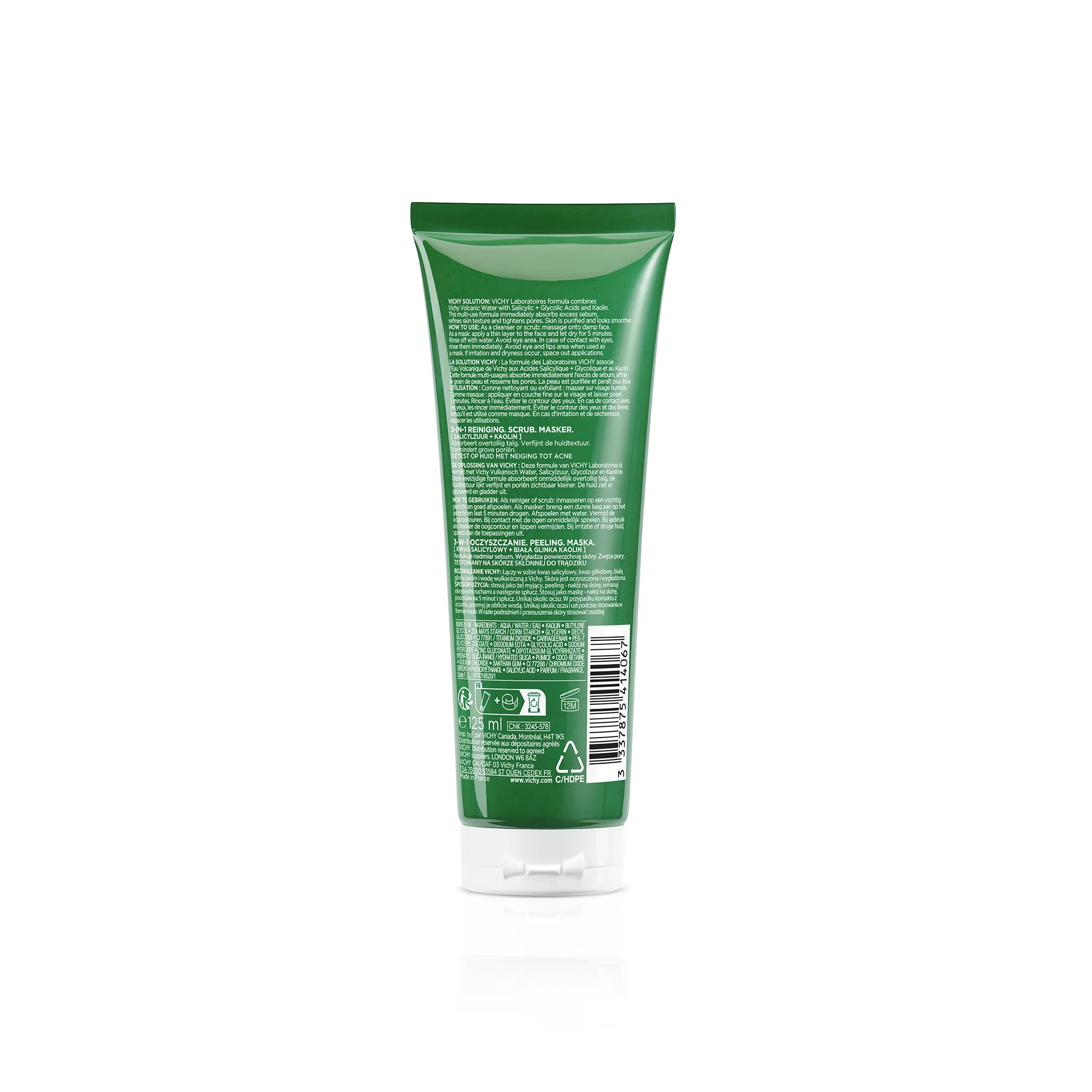 VICHY Vichy Normaderm 3-in-1 exfoliërend en reinigend product 125 ml