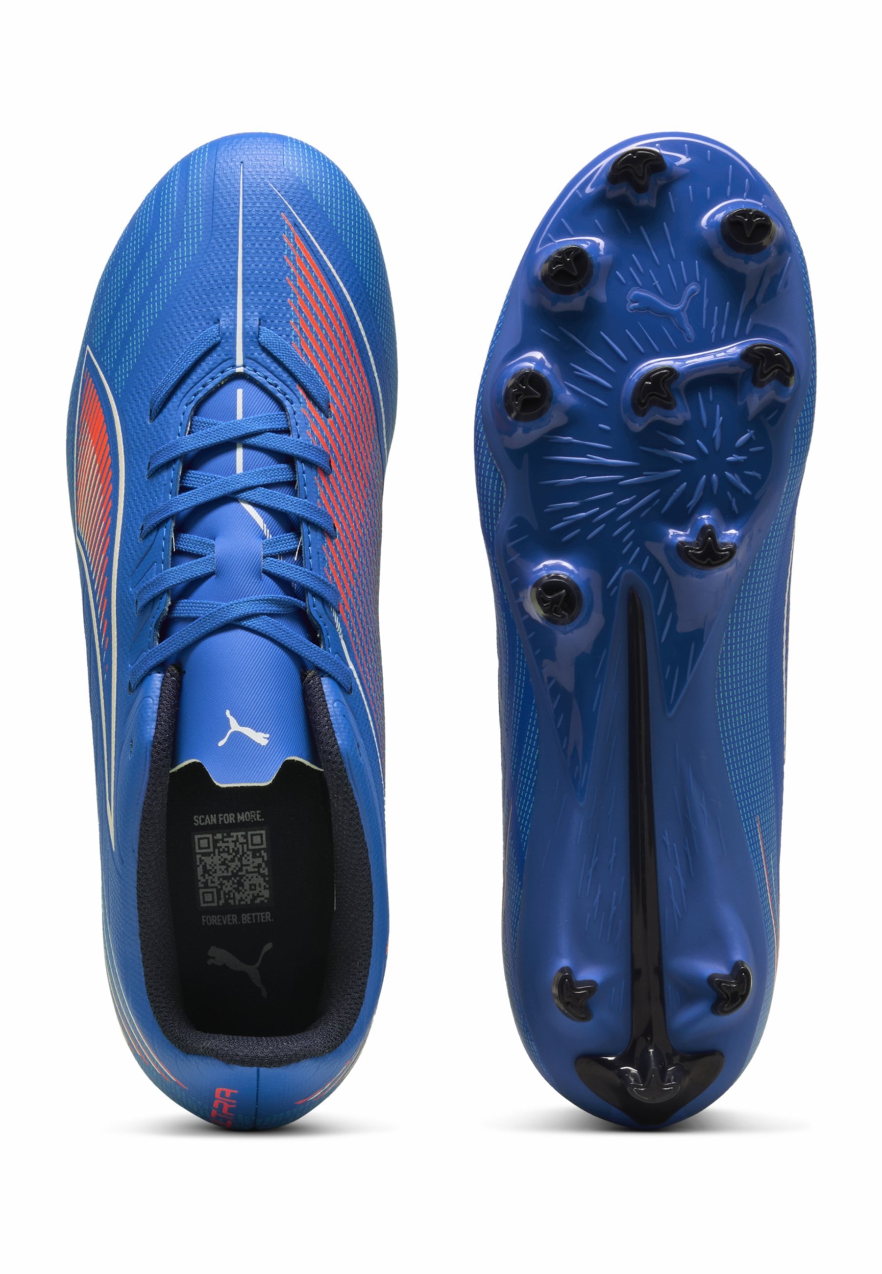 Puma ULTRA 6 PLAY - Voetbalschoenen voor stevige ondergrond - ultrablauw-wit-gloeiend rood