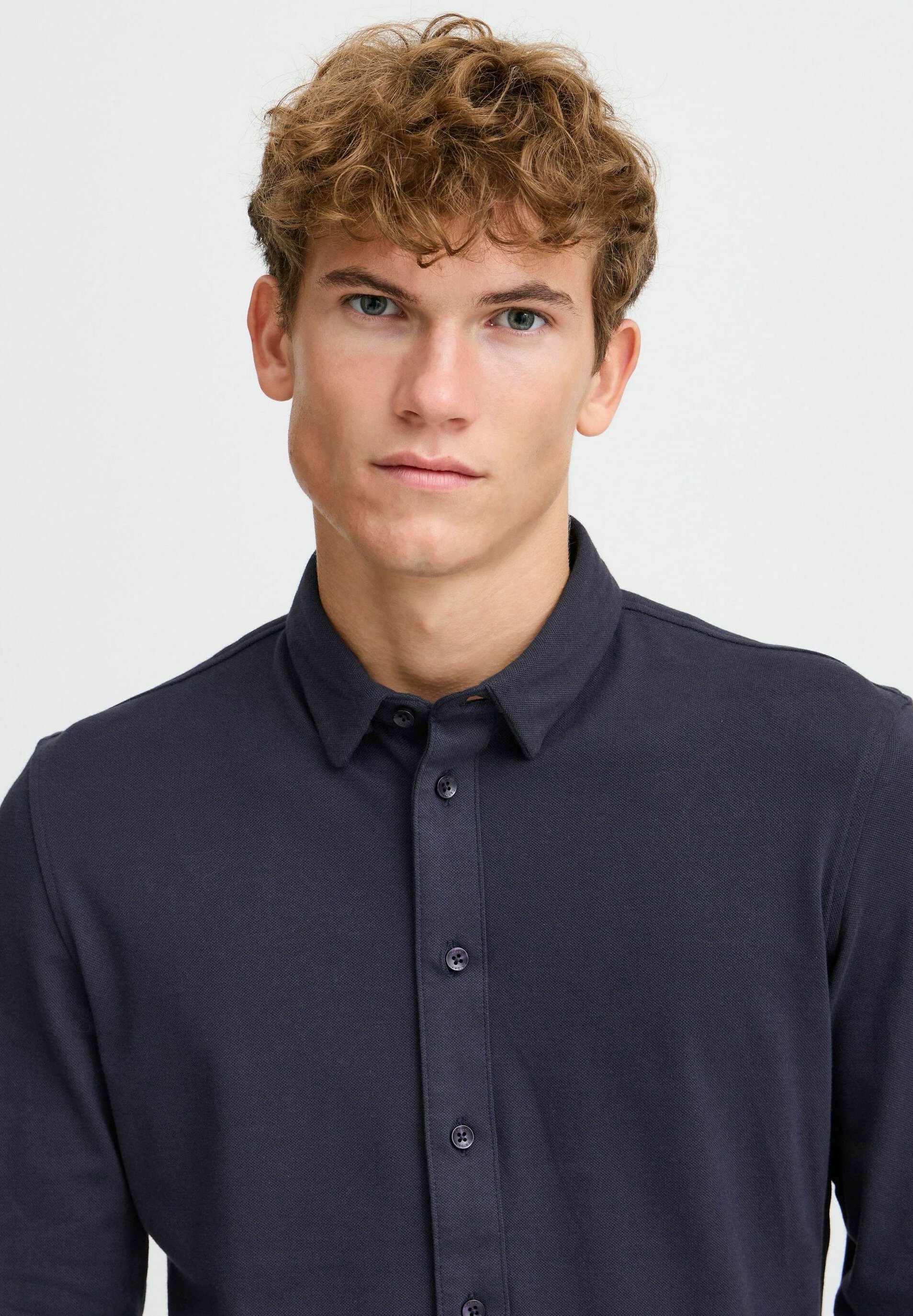 Casual Friday CFARTHUR LS BU Picket Jersey - Skjorte - Mørk Marineblå