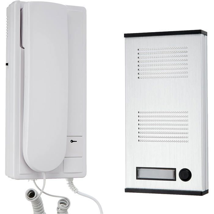Intercomunicador de audio de 2 hilos con auricular y panel de aluminio, kit cableado para edificios de apartamentos.