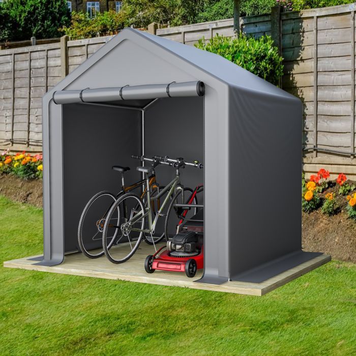 CDISPLAY Caseta de jardín con almacenamiento, 190x170x200cm, garaje para bicicletas, refugio multiusos.