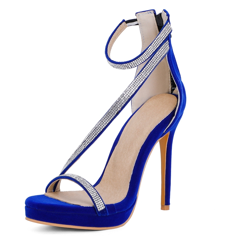 Sandales à plateforme à talons aiguilles ultra-hauts et strass grandes tailles pour femmes, chaussures d'été décontractées et de soirée, sandales femmes 2021