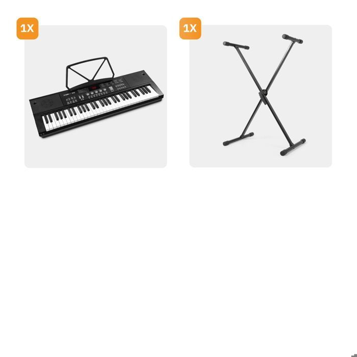 Max KB15 - Elektronisch keyboard met 61 toetsen voor kinderen, microfoon en lange batterijduur, inclusief standaard