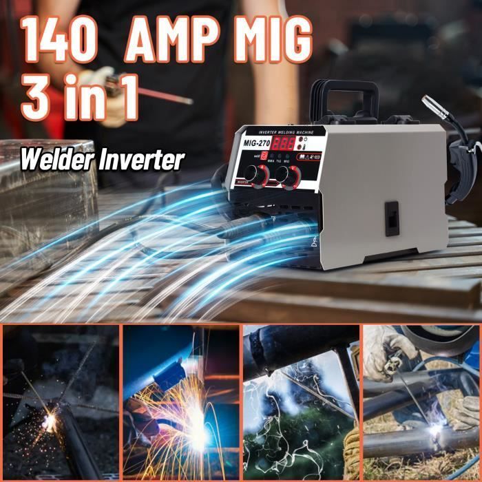 Saldatrice inverter MIG-270, saldatrice inverter da 250 A, saldatrice portatile, 220 V, peso macchina 4 kg, corrente regolabile.