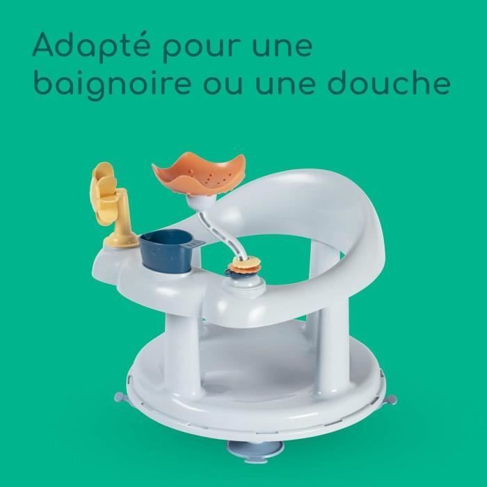 Seggiolino da bagno girevole BEBECONFORT per neonati, 6-12 mesi, massimo 10 kg, girevole a 360°, gioco, antiscivolo, ergonomico, con ventose, blu