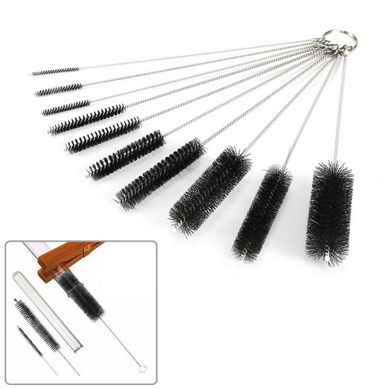Juego de 10 cepillos de limpieza de pajitas de 20 cm con cerdas de nailon para tubos de ensayo. Cepillo de limpieza práctico de nailon.