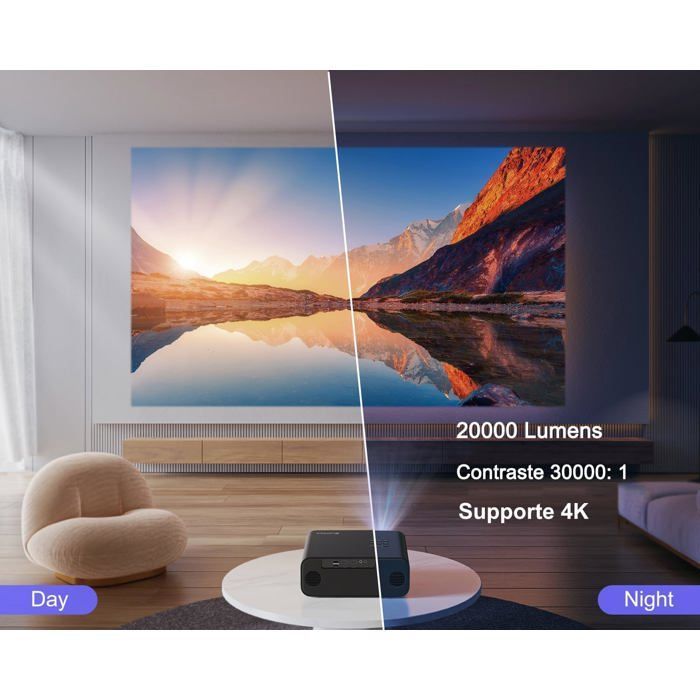 Proiettore 4K - ZIG-ZAG TERRITORIES - 33000 Lumen - WiFi6/Bluetooth - Zoom 50% - Full HD 1080P
