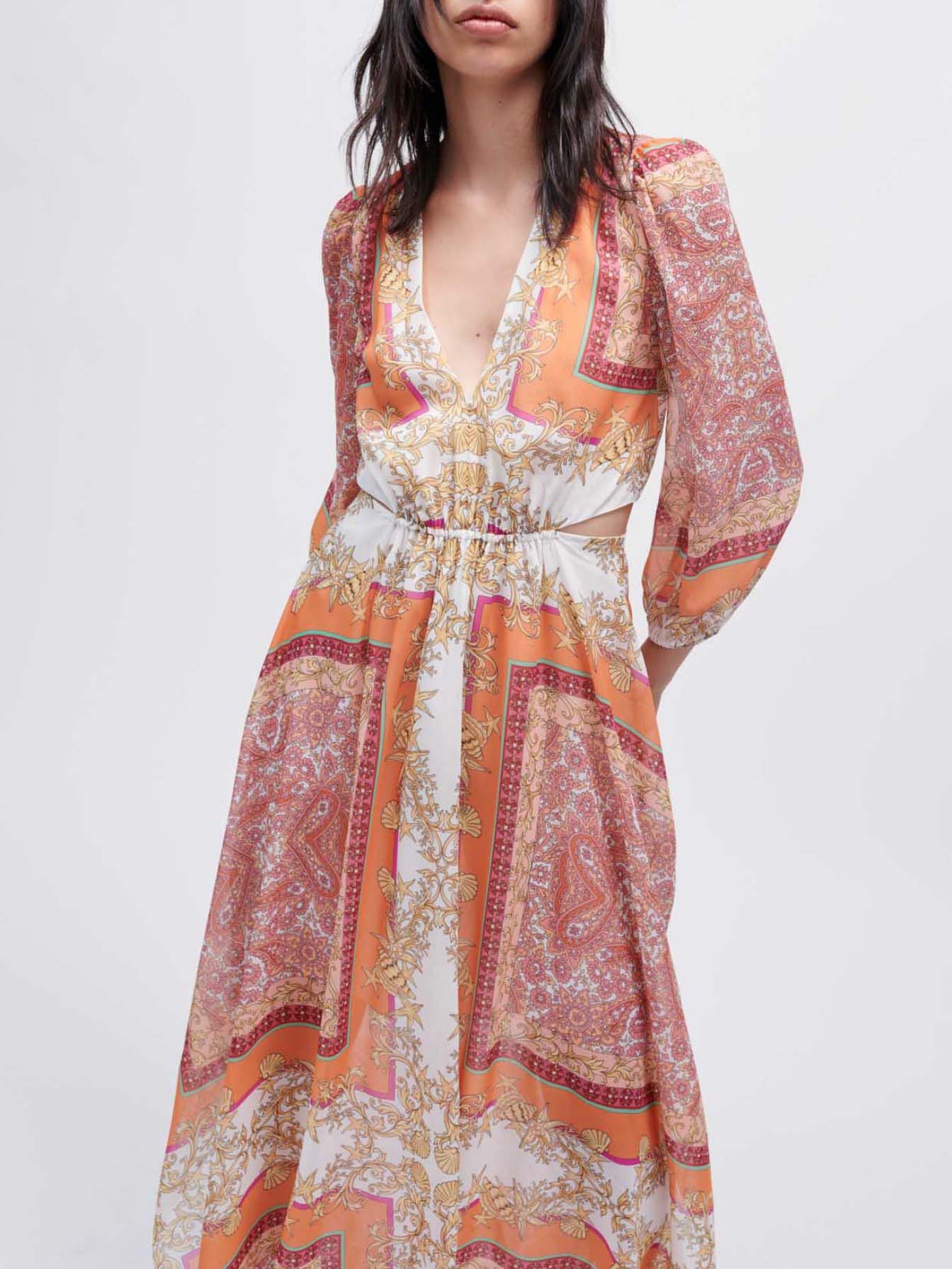 Bedrukte mousseline jurk - Foulard Coquillage