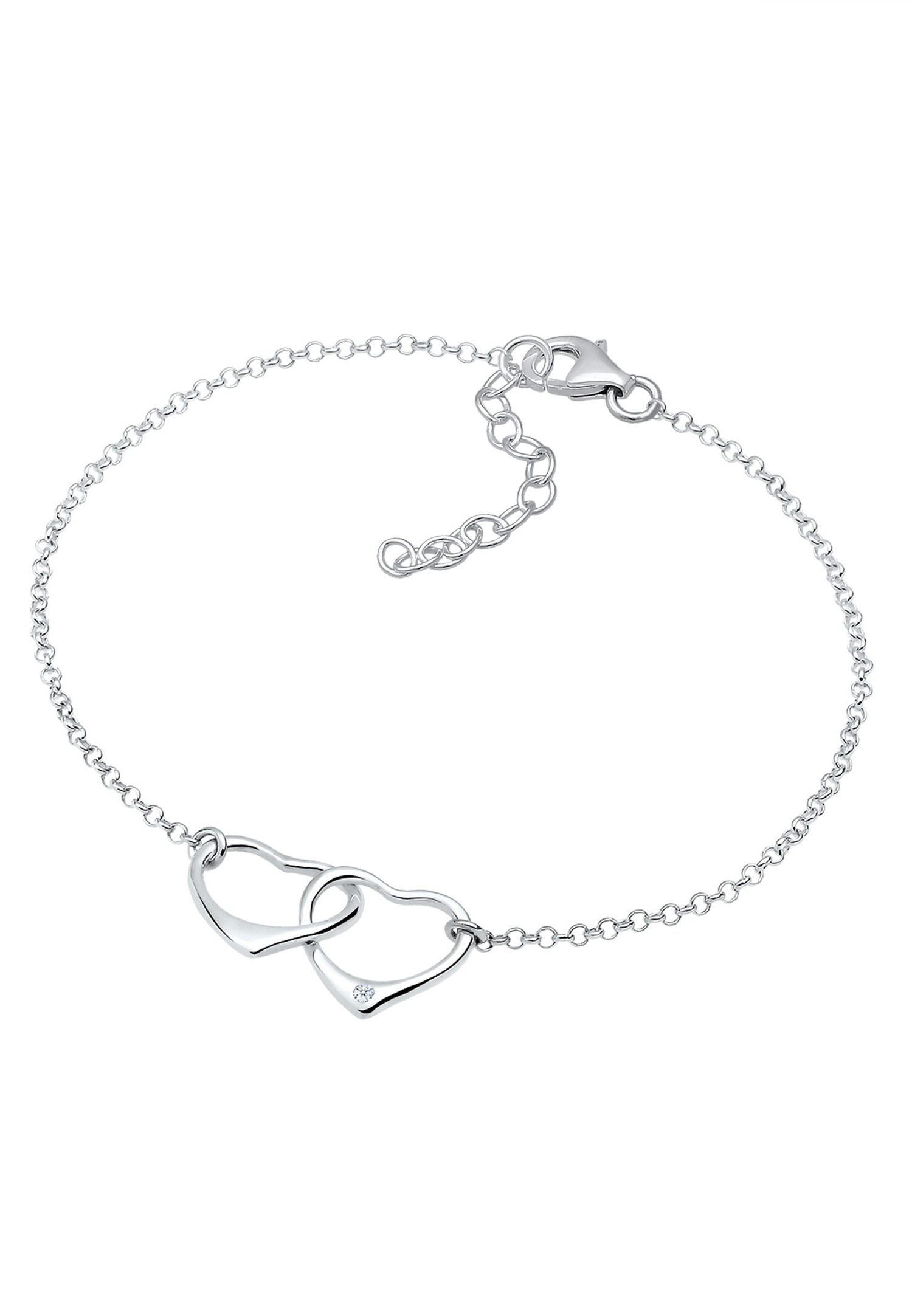 Elli DIAMONDS Femmes coeur entrelacé amour avec diamant (0.015 ct.) en argent sterling 925