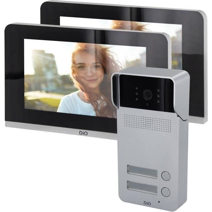 Kit de intercomunicación para múltiples apartamentos - DiO CONNECTED HOME - Unidad exterior de 2 botones - 2 pantallas de 7