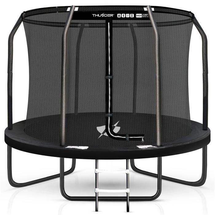 Trampolino THUNDER® ELITE Ø 244-252 cm 8FT | Per bambini | Pacchetto completo con rete di sicurezza | Certificato EN71 e TÜV GS | Blu