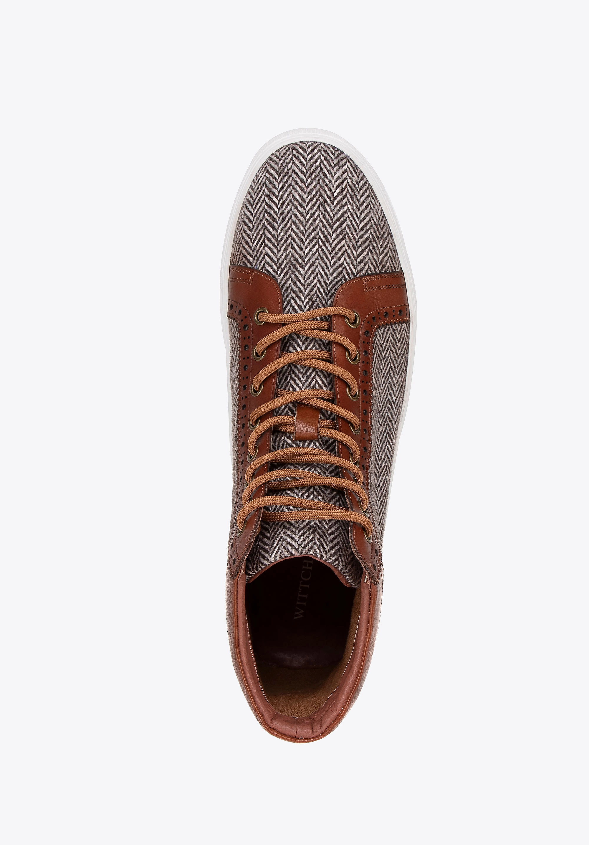Męskie sneakersy skórzane wysokie brązowe
