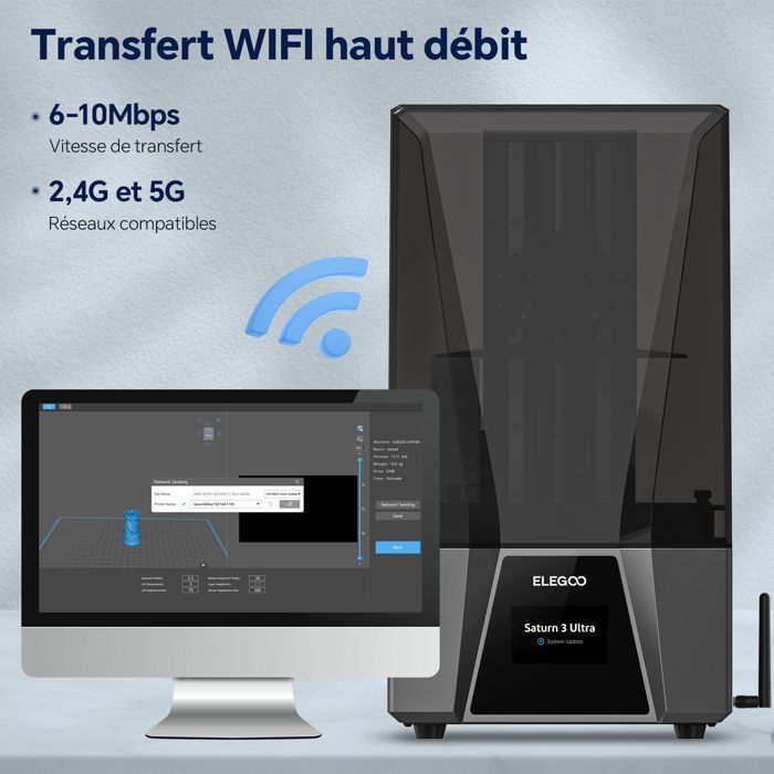 ELEGOO Saturn 3 Ultra MSLA hars 3D-printer met 10-inch 12K monochroom LCD-scherm, groot 3D-printformaat
